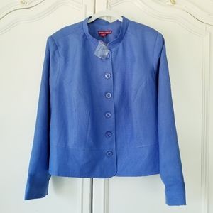 Jessica London Blue Linen Blend Peplum Jacket 20 NWOT